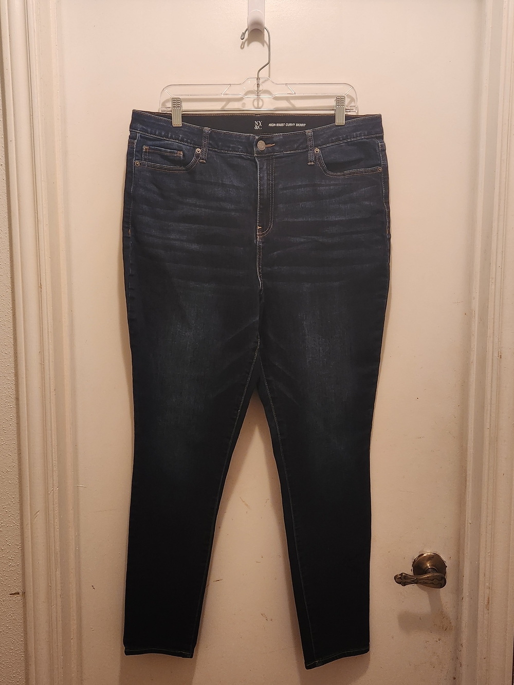 New York & Company Dark Blue High-Waist Curvy Skinny Jeans